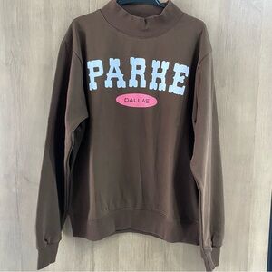 Parke Women's Brown Sweatshirt with White and Pink Accents